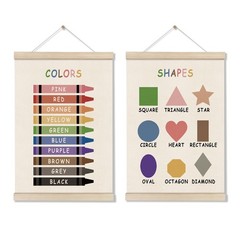 Colors Shapes Posters Hanger Frame, Educational Posters for , Set of 2 Montes…