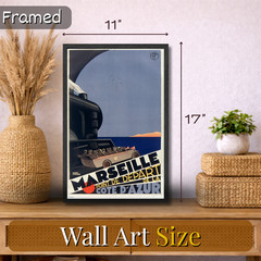 Marseille France Vintage Travel Poster Framed 11×17 Retro Wall Art Print Gift