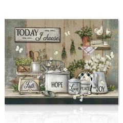 Dazzlewall Rustic Farmhouse Kitchen Wall Art 16″L x 12″W, Cookware