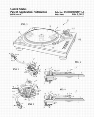 Class Vinyl Record Turntable Patent Prints, 4 (8×10) Art Decor Home Work Office