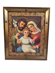 Holy Family Portrait Art Canvas Framed Mounted Wall Decor 10″x13″