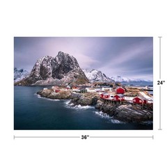 Reine Rorbuer Ocean Fishing Village Lofoten Norway Photo Art Print Poster 24×36