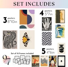 12-Piece Unframed Art Print Set – Eclectic Abstract Wall Decor for Modern Living