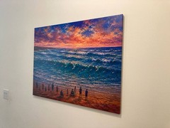 Surf Art Decor «Party Wave» Oil Painting Style Stretched Canvas Print