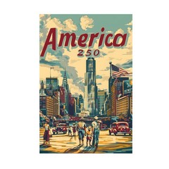 America 250 – Vintage Celebrate 4th of July US Flag Graphic – POSTER 20″x30″