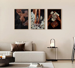 Trendy Black Girl Money Wall Art African American Women Pictures Wall Decor Fash