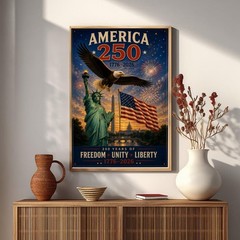 Freedom & Unity Wall Art Celebrate 250 Years of America, 4th of July Poster