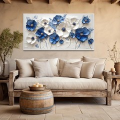 Blue and White Flower Canvas Painting Home Decor Wall Art Wall Mural Wall Poster