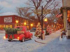 NEW CHRISTMAS Canvas RETRO LOOK LED Print TOWN VILLAGE TIMER Snow 14.5″H x 20″W