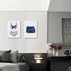 Blue White Painted Swimsuits Lake House Beach House Wall Decor Canvas Wall Ar…