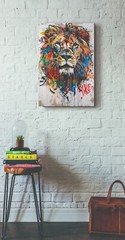 LION GRAFFITI ART PRINT/POSTER CANVAS OR SATIN PHOTO PAPER T1