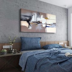 Neutral Abstract Canvas Wall Art 40×20 Inches Framed Beige Brown Black Textur…
