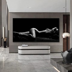 Sexy Sleeping Women Canvas Painting Black and White Body Art Wall Picture Poster
