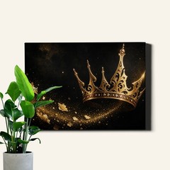 Black and white king portrait with gold crown Canvas Print religious style art