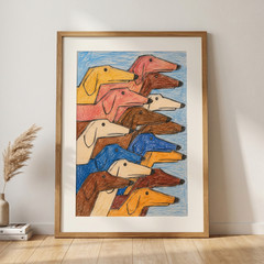 Vintage Dachshund Poster Retro Wiener Dog Art Colorful Modern Wall Decor Print