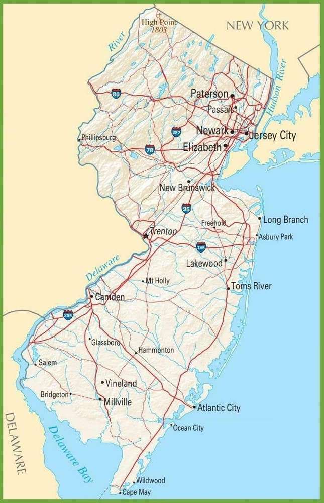 NEW JERSEY STATE ROAD MAP GLOSSY POSTER PICTURE PHOTO PRINT city highway 3387