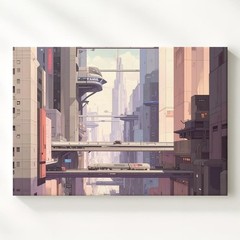 Futuristic Cityscape Canvashigh-Tech Utopian Urban Art Wall Art
