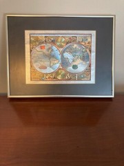 «A New And Accvrat Map Of The World” Framed Reproduction Wall Art Color Foil
