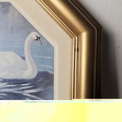 Vtg 1980s Homco Home Interiors Swan Family Print Gold Octagon Frame Wall Decor