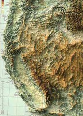 Western USA Map, Western USA 2D Relief Map – 2D Flat Print