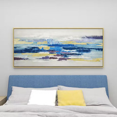 1- Panel Abstract Framed Wall Art with Gold Frame 32 In. X 71 In.