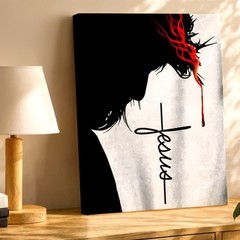 Wall Art Jesus Crown of Thorns Blood Drip Faith Cross Christian Canvas Print
