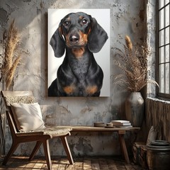 Dachshund Dog Wall Art Black And Tan Canvas Print Cute Pet Animal Home Decor