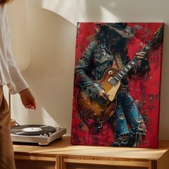 Rock Guitarist Wall Art Canvas Print Urban Modern Abstract Musician Home Decor