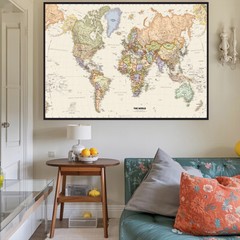 91×61cm/74×46cm Map of The World Poster Print Educational School Art World Map