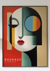 Bauhaus Abstract Poster, Mid Century Modern Geometric Retro Wall Art Print