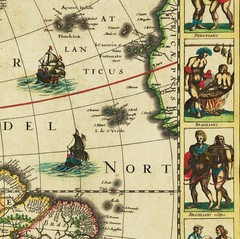 Ancient Antique Old 1625 Map: America, 100% Cotton Canvas Magnetic Wooden Hanger