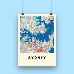 Sydney City Map Print A3 Unframed Poster | Multicoloured Wall Art | Home Office
