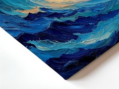 Wall Art Abstract Ocean Wave Canvas Print Blue Sea Impasto Texture Home Decor