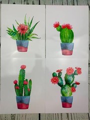 Cactus Watercolor Prints 8×10 Inch UNFRAMED Set of 4 Modern Wall Decor