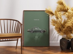 Porsche 911 SC Poster, Classic Sports Car Wall Art, Minimal Auto Decor