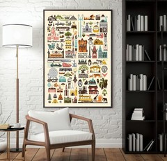 Disney Parks Icons Poster, Theme Park Travel Wall Art, Magic Kingdom