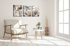 Gold Abstract Wall Art 3 Pieces Modern Framed Artwork Black and White Grey Gold