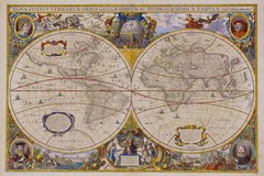 Seventeenth Century World Antique Style Map Poster 18×12