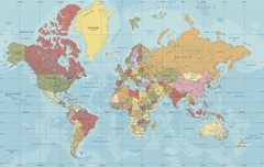 World Map Mercator Projection Limited Edition Premium Poster 91x61cm