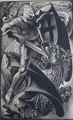 Knight and Dragon : Agnes Miller Parker : Archival Quality Art Print