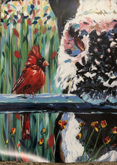 Carolee Vitaletti Farm Buddies I Cow Cardinal Art Print 16” x 24” Wall Poster