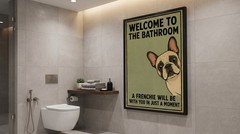 Vintage French Bulldog Poster Funny Frenchie Bathroom Wall Art Decor Print
