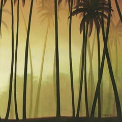 48W»x24H» PALM PARADISE by DEAC MONG – TREES SILHOUETTE SUNSET CHOICES of CANVAS