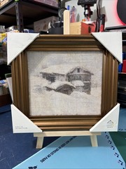 Hearth & Hand Magnolia 10”x11” Snowy Cabin Burlap Framed Holiday 2025 Wall Art