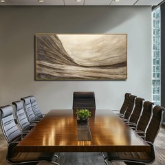 Modern Abstract Wall Art with Frame Brown and Grey Painting Wave Poster Line …