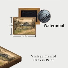 Framed Rustic Farmhouse Canvas Wall Art Vintage Barn picture Wall Decor Count…