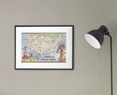 Native American Tribe State Icons Map Indigenous People Art Print Poster 18×12