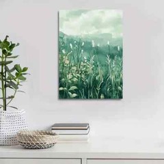 Green Mint Grass Meadow Painting Metal Print Ready to Hang