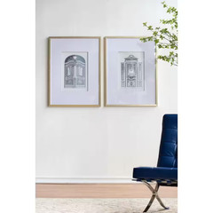 Framed 24 In. X 32 In.Set of 2 Fake Pencil Architectual Wall Art, Wall Decor Acc