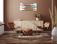 Sylvie Color Block Stacks Framed Canvas Wall Art – 18×40 Retro Modern Decor